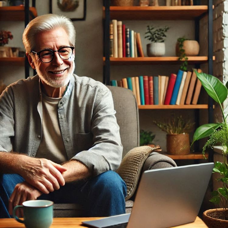 Idoso sorrindo ao reconhecer o momento ideal para buscar ajuda terapeutica